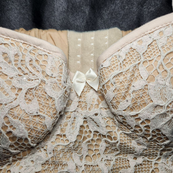 Rumored Lover Boy Cream Sparkle Lace Mini Dress - Picture 10 of 14